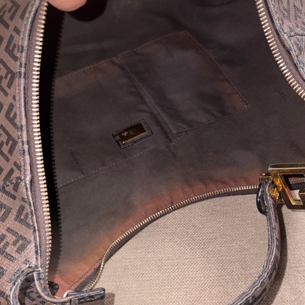 Authentic Fendi Dark Brown Zucchino FF Logo Hobo Bag with Gold-Tone Accents - Picture 14 of 15